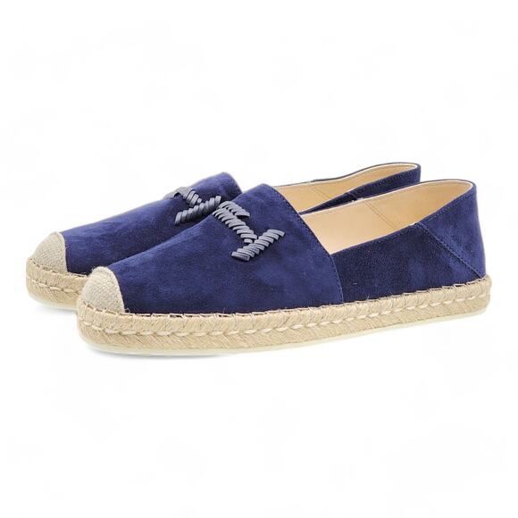 Tod's Shoes - Tod's Suede Whipstitched Espadrilles Navy 36.5